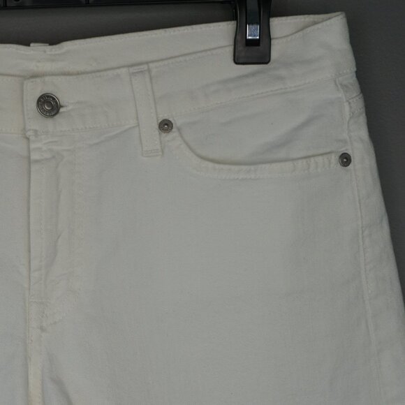 New 7 for All Mankind Mid Rise Rolled Cuffed Shorts in White Size 31 - Picture 3 of 14